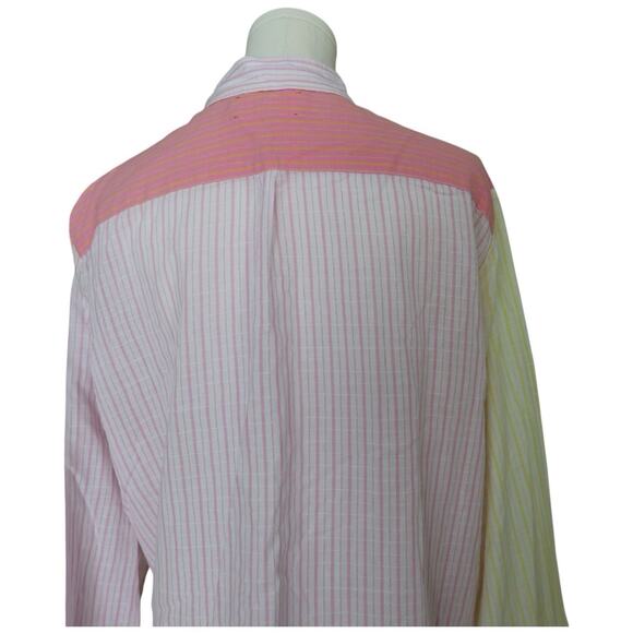 Xirena Beau Soleil Button Down Shirt Pink Yellow Size L - Picture 14 of 14